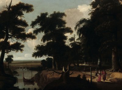Skogslandskap nära en flod av Jacques Fouquier