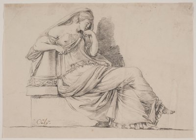 Allegori. Sörjande kvinnofigur av Jacques Francois Joseph Saly