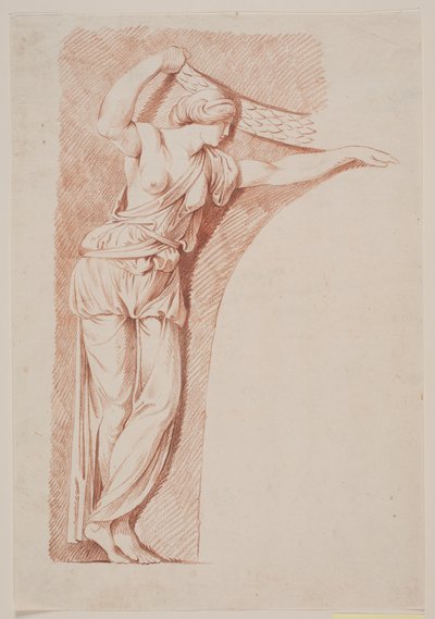Kvinnlig figur i klassisk kostym placerad i en nisch av Jacques Francois Joseph Saly