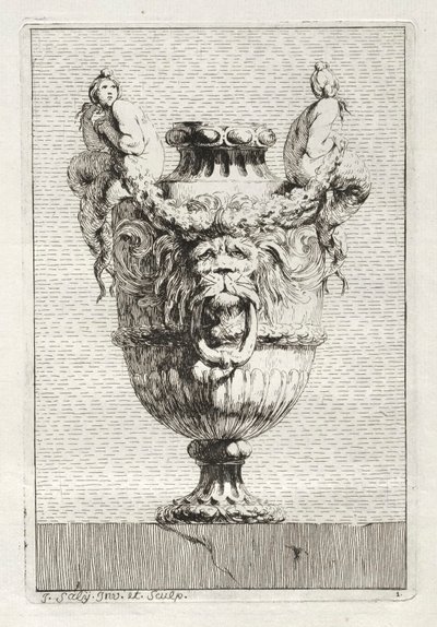 Svit med vaser: Tavla 1, 1746. av Jacques Francois Joseph Saly