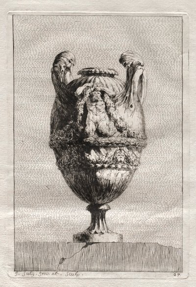 Svit med vaser: Tavla 27, 1746. av Jacques Francois Joseph Saly