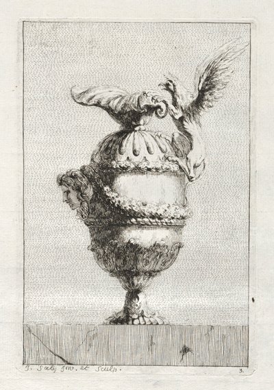 Svit med vaser: Tavla 3, 1746. av Jacques Francois Joseph Saly