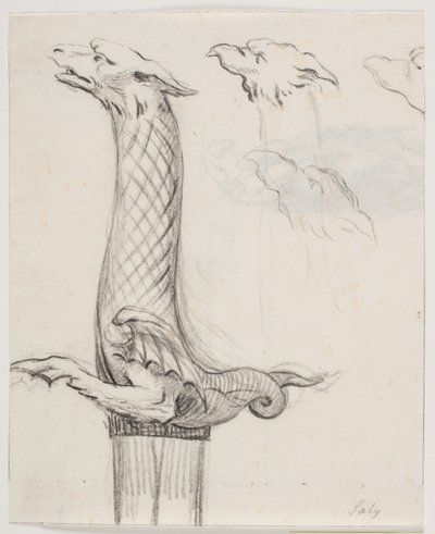 Svärdsfäste i form av en drake och tre drakhuvuden av Jacques Francois Joseph Saly