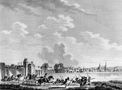 Franska revolutionen: Deroute de Passy (Pacy sur Eure eller Pacy-sur-Eure) den 13 juli 1793. Gravyr av Berthaut efter Swebach. Paris, biblioteket vid Institutet för revolutionshistoria av Jacques Francois Joseph Swebach