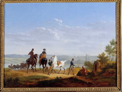 Landskap med figurer och ryttare Målning av Jacques Francois Joseph Swebach av Jacques Francois Joseph Swebach