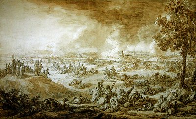 Slaget vid Leipzig (penna- och bläcktvätt på papper) av Jacques Francois Joseph Swebach