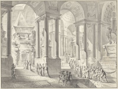 Begravning i en fantiserad klassicistisk interiör av Jacques François Blondel