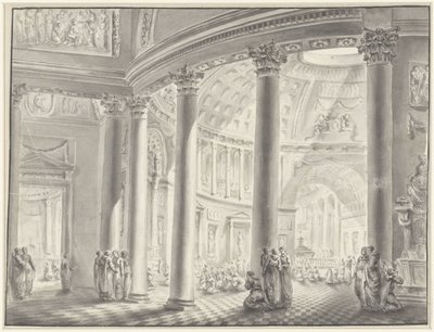 Interiör av en kupolformad kyrka av Jacques François Blondel