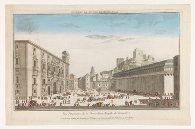 Utsikt över Real Chancillería i Granada La Chancellerie Royale de Grenade (titel på objekt) av Jacques Gabriel Huquier