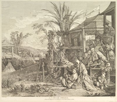 La Chasse Chinoise The Chinese Hunt, från Chinoseries, efter 1743. av Jacques Gabriel Huquier