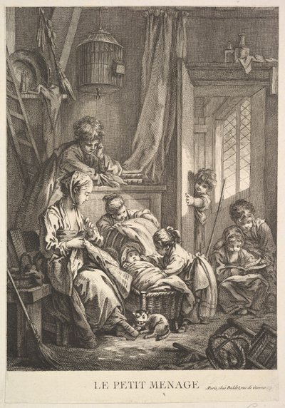 Det lilla hushållet, mitten till slutet av 1700-talet. av Jacques Gabriel Huquier