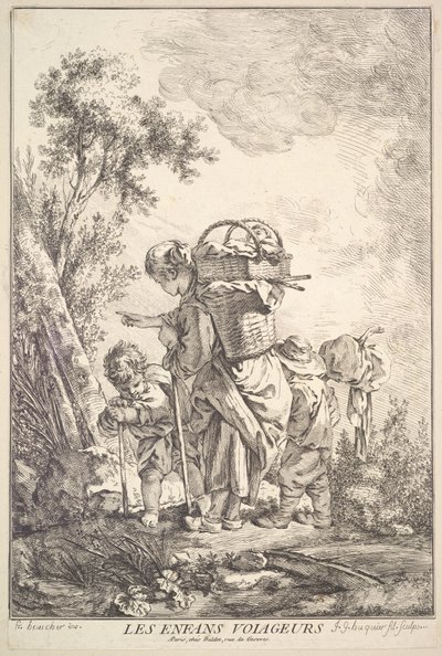De resande barnen, mitten till slutet av 1700-talet. av Jacques Gabriel Huquier