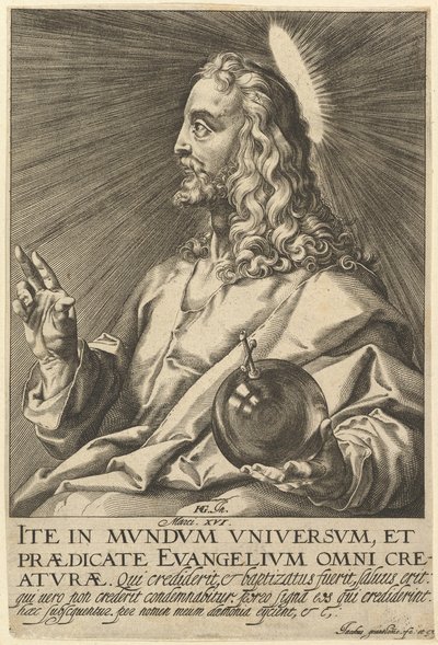 Kristus, från Kristus och de tolv apostlarna, före 1609. av Jacques Granthomme