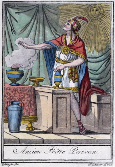 Tidigare peruansk präst (inka) - i "" Encyclopedia of Travels"" av J. Grasset-Saint-Sauveur, Paris av Jacques Grasset de Saint Sauveur