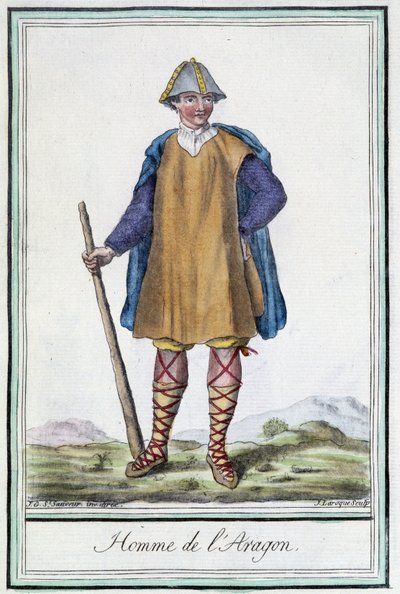 Man of Aragon (Spanien) - i "" Encyclopedia of Travels"" av Grasset St Sauveur, red. 1796 av Jacques Grasset de Saint-Sauveur