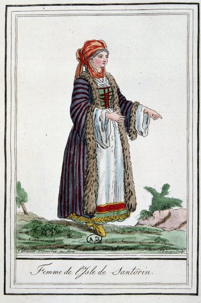 Kvinna på ön Santorini av Jacques Grasset de Saint-Sauveur