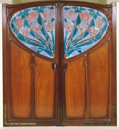 Dubbeldörr, designad av Jacques Gruber (1870-1936) Emile Andre (1880-1941) och Eugene Vallin (1856-1922) för Vaxelaire et Cie av Jacques Gruber