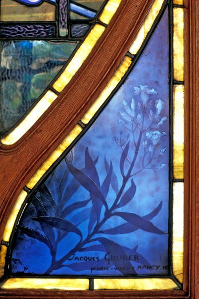 Nancy (avdelning 54), jugend, handelskammaren och industrikammaren, Fönster i målat glas av Jacques Gruber (1870-1936) - Signatur av Jacques Gruber