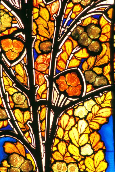 Nancy (avdelning 54), Art Nouveau, Hotel Bergeret, Målat glas av Jacques Gruber (1870-1936) "" rosor & måsar"" av Jacques Gruber