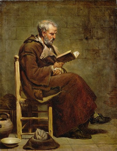 En sittande gammal man som läser, före 1797 av Jacques Henri Sablet
