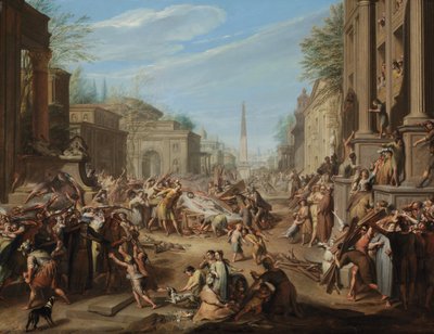 Oroligheterna i Rom efter Caesars död av Jacques Ignatius de Roore