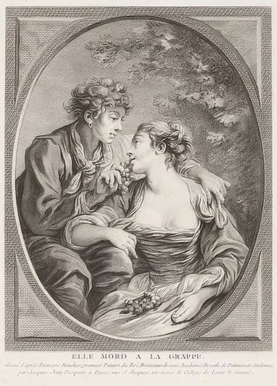 Elle mord à la grappe (hon dör på druvan). 1768 av Jacques Jean Pasquier