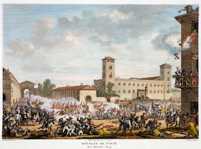 Revolt i Pavia, Italien 7 Prairial, år 4 maj 1796. av Jacques Joseph Coiny