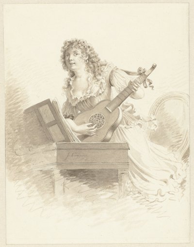 Dam som spelar gitarr Dam med en gitarr av Jacques Kuyper