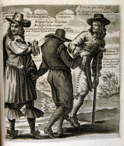 Gravyr från 1600-talet ur en samling ordspråk. Paris 1657-1663. Av Jacques Lagniet (1620-1675). Fransk gravör. Från honom många samhällskritiska gravyrer och hånbilder som t.ex. hans ibland groteska och fantastiska illustrationer av Jacques Lagniet