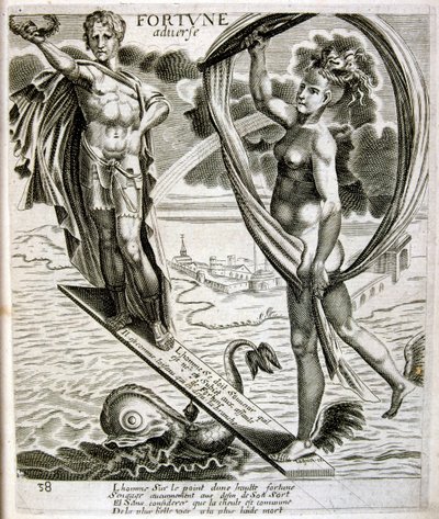 1600-talsgravyr ur en samling ordspråk. Paris 1657-1663. Av Jacques Lagniet (1620-1675). Fransk gravör. Från honom många samhällskritiska gravyrer och hånbilder som t.ex. hans ibland groteska och fantastiska illustrationer av Jacques Lagniet