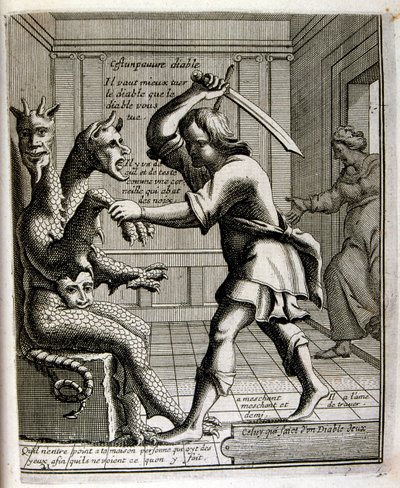 1600-talsgravyr ur en samling ordspråk. Paris 1657-1663. Av Jacques Lagniet (1620-1675). Fransk gravör. Från honom många samhällskritiska gravyrer och hånbilder som t.ex. hans ibland groteska och fantastiska illustrationer av Jacques Lagniet