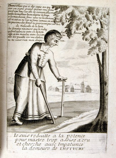 1600-talsgravyr ur en samling ordspråk. Paris 1657-1663. Av Jacques Lagniet (1620-1675). Fransk gravör. Från honom många samhällskritiska gravyrer och hånbilder som t.ex. hans ibland groteska och fantastiska illustrationer av Jacques Lagniet