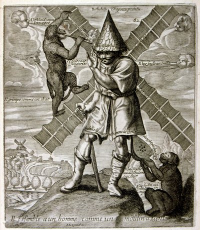 1600-talsgravyr ur en samling ordspråk. Paris 1657-1663. Av Jacques Lagniet (1620-1675). Fransk gravör. Från honom många samhällskritiska gravyrer och hånbilder som t.ex. hans ibland groteska och fantastiska illustrationer av Jacques Lagniet