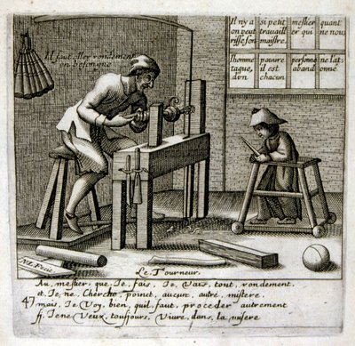 1600-talsgravyr ur en samling ordspråk. Paris 1657-1663. Av Jacques Lagniet (1620-1675). Fransk gravör. Från honom många samhällskritiska gravyrer och hånbilder som t.ex. hans ibland groteska och fantastiska illustrationer av Jacques Lagniet