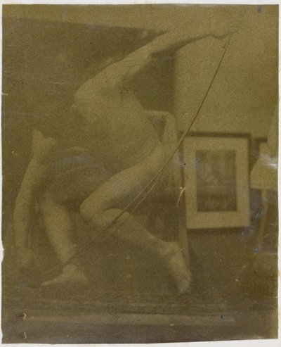 Studie av en manlig nakenmodell hukande med en rosett i handen i Jacques de Lalaings studio av Jacques Lalaing (attributed to)