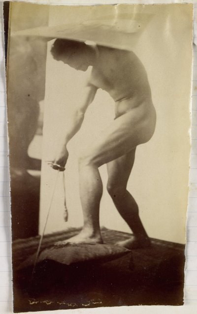 Studie av en manlig nakenmodell i Jacques de Lalaings studio av Jacques Lalaing (attributed to)