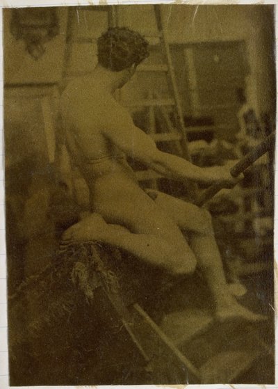 Studie av en naken manlig modell, sedd bakifrån, i Jacques de Lalaings studio av Jacques Lalaing (attributed to)