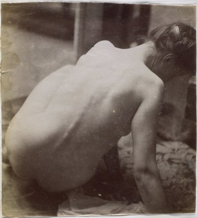 Studie av en kvinnlig nakenmodell, sedd bakifrån, i Jacques de Lalaings studio, förstudie för element till en fontän vid Musee des Beaux arts, Tournai och för en cirkulär fontän av Jacques Lalaing (attributed to)