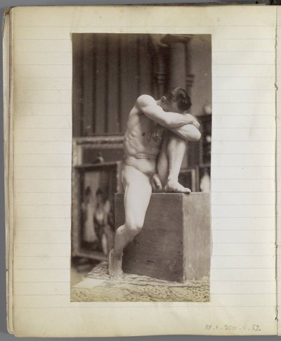 Studie av en sittande manlig nakenmodell i Jacques de Lalaings studio av Jacques Lalaing (attributed to)