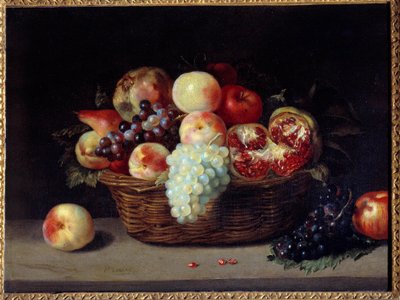Korg med granater, persikor och vindruvor Målning av Jacques Linard (1600-1645) 1600-talets sön. 0,46x0,61 m av Jacques Linard