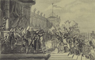 Napoleon distribuerar örnstandard till den franska armén, 5 december 1804 (gravyr) av Jacques Louis (after) David