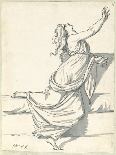 En upprörd kvinna med huvudet slängt tillbaka av Jacques Louis David