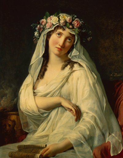En vestalisk jungfru krönt med blommor av Jacques Louis David