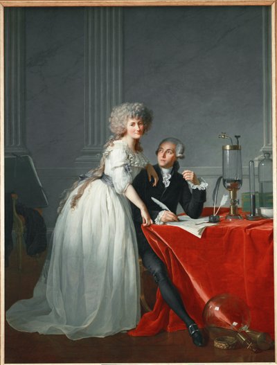 Antoine Laurent Lavoisier med fru, fransk kemist som avrättades under franska revolutionen (olja på duk) av Jacques Louis David