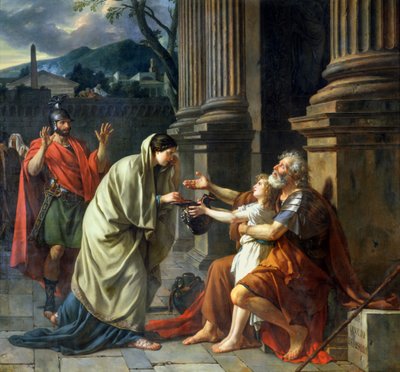 Belisarius tigger om allmosor, 1781 av Jacques Louis David