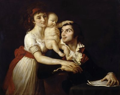 Camille Desmoulins med sin fru Lucile och barn av Jacques Louis David