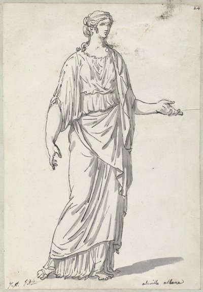 Klassisk skulptur av en kvinna med en utsträckt arm av Jacques Louis David