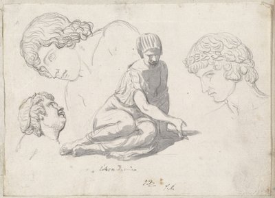 Tärningskastare och andra studier efter antika skulpturer av Jacques Louis David