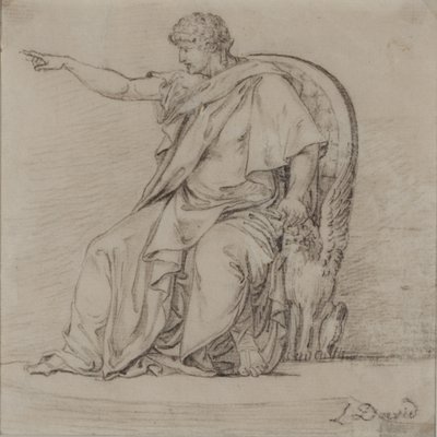 Draperad figur, sent 1700-tal (penna på papper) av Jacques Louis David