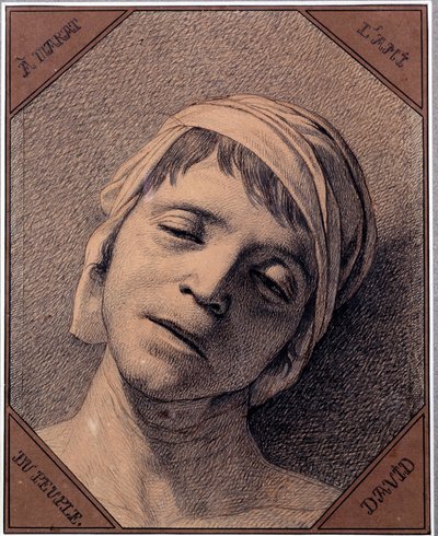 Studie efter naturen av chefen för Jean Paul Marat (1763-1793) mördad den 13/07/1793 Teckning av Jacques Louis David (1748-1825). Dim 0,27 x 0,21 m Versailles slottsmuseum av Jacques Louis David